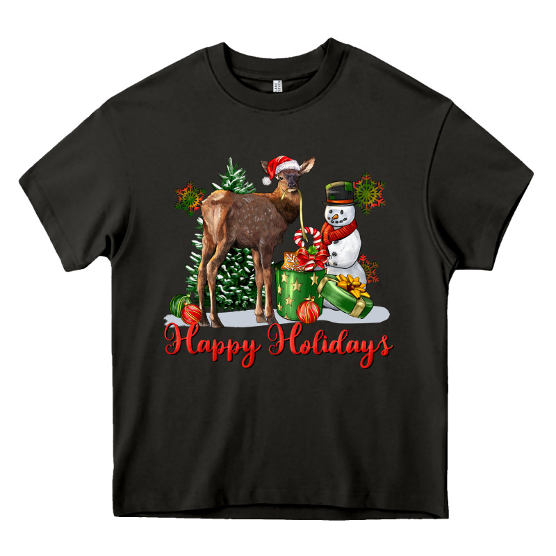 Happy Holidays Baby Deer Heavy Core Tee by LillyAllenDesigns | Teevron