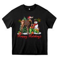 Black happy holidays baby deer Heavy Core Tee - LillyAllenDesigns
