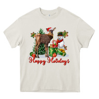 Cream happy holidays baby deer Heavy Core Tee - LillyAllenDesigns