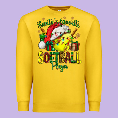 Santa's Favorite Softball Player Premium Sweatshirt Designed By Nancycooperartshop