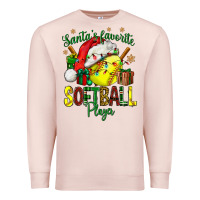 Pale Pink Santa's Favorite Softball player Premium Sweatshirt - NancyCooperArtShop