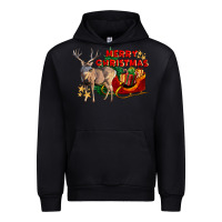 Black Merry Christmas Deer Urban Hoodie - LillyAllenDesigns