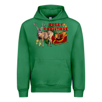 Emerald Merry Christmas Deer Urban Hoodie - LillyAllenDesigns