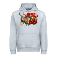 Heather Grey Merry Christmas Deer Urban Hoodie - LillyAllenDesigns