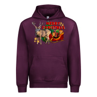 Mauve Wine Merry Christmas Deer Urban Hoodie - LillyAllenDesigns