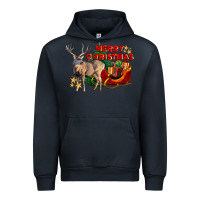 Navy Merry Christmas Deer Urban Hoodie - LillyAllenDesigns