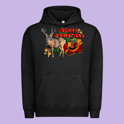 Merry Christmas Deer Urban Hoodie Designed By Lillyallendesigns