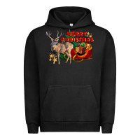 Pigment Black Merry Christmas Deer Urban Hoodie - LillyAllenDesigns