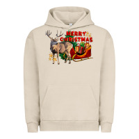 Pigment French Oak Merry Christmas Deer Urban Hoodie - LillyAllenDesigns