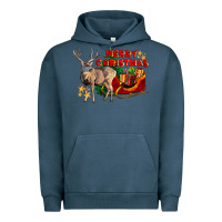 Pigment Midnight Navy Merry Christmas Deer Urban Hoodie - LillyAllenDesigns