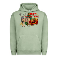 Pigment Oil Green Merry Christmas Deer Urban Hoodie - LillyAllenDesigns