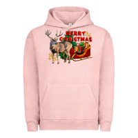 Pigment Salmon Merry Christmas Deer Urban Hoodie - LillyAllenDesigns