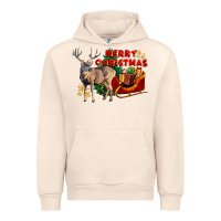 Sandshell Merry Christmas Deer Urban Hoodie - LillyAllenDesigns