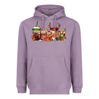 Lavender Reindeer Christmas Coffee Cups Heavyweight Hoodie - Jasminsmagicworld
