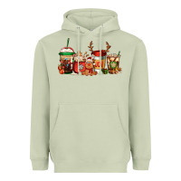 Matcha Reindeer Christmas Coffee Cups Heavyweight Hoodie - Jasminsmagicworld