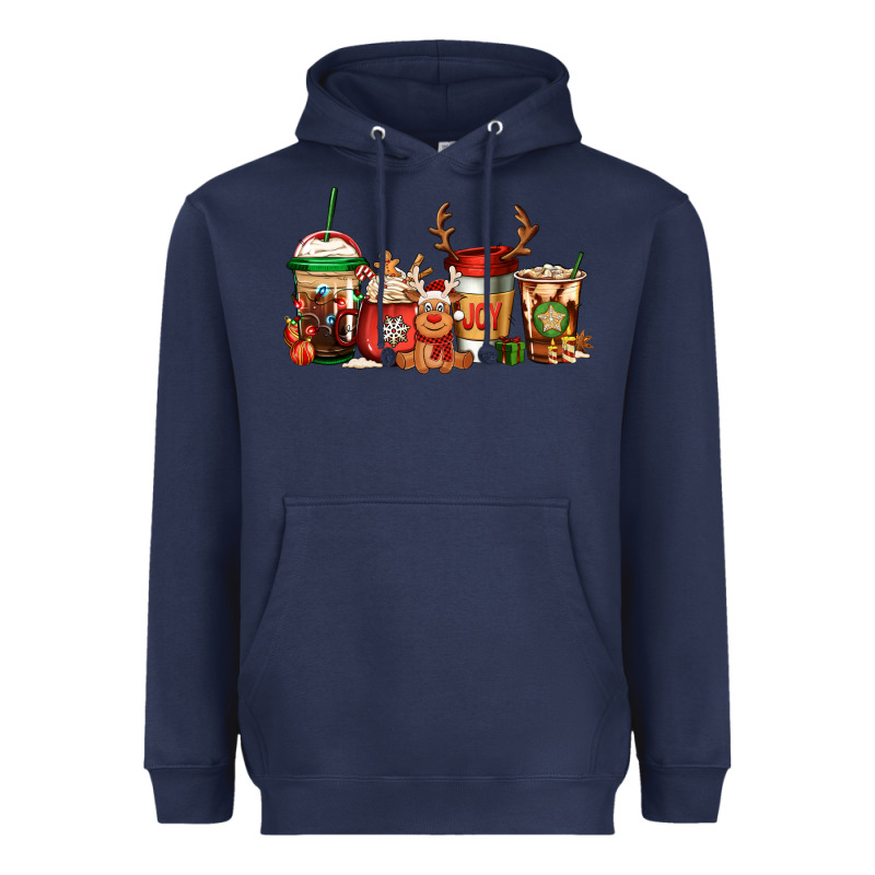 Reindeer Christmas Coffee Cups Heavyweight Hoodie by Jasminsmagicworld | Teevron