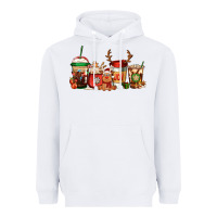 White Reindeer Christmas Coffee Cups Heavyweight Hoodie - Jasminsmagicworld