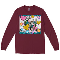 Burgundy Easter hearts Cowhide tumbler Easter Day Long Sleeve Tee - Neo Western