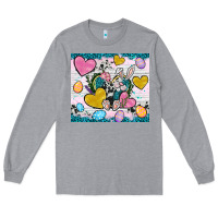 Heather Grey Easter hearts Cowhide tumbler Easter Day Long Sleeve Tee - Neo Western