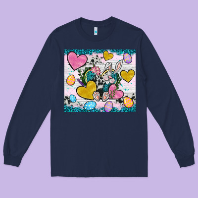 Easter Hearts Cowhide Tumbler Easter Day Long Sleeve Tee Designed By Neo Western