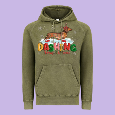 Vintage Hoodie dachshund through the snow