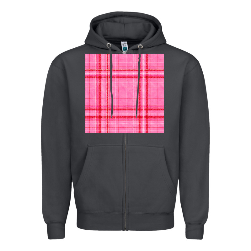 Valentines Day Plaid Seamless Pattern Zipper Hoodie by BundleAndBundleShop | Teevron