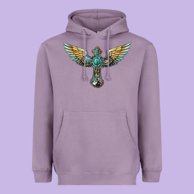 Western Cross Wings Heavyweight Hoodie Designed By Barkaloodesign