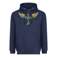 Navy western cross wings Heavyweight Hoodie - BarkalooDesign