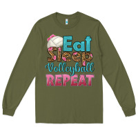 Army Green eat sleep volleyball repeat Long Sleeve Tee - HRA Design Shop