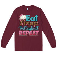 Burgundy eat sleep volleyball repeat Long Sleeve Tee - HRA Design Shop