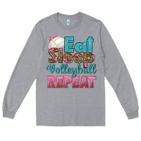Heather Grey eat sleep volleyball repeat Long Sleeve Tee - HRA Design Shop