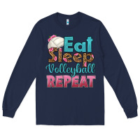 Navy eat sleep volleyball repeat Long Sleeve Tee - HRA Design Shop