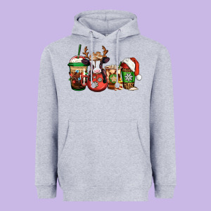 Christmas Baby Calf Coffee Cups Heavyweight Hoodie Designed By Jasminsmagicworld