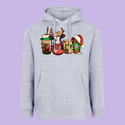 Christmas Baby Calf Coffee Cups Heavyweight Hoodie Designed By Jasminsmagicworld