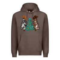 Coffee cowhide with gemstones trees Premium Hoodie - MaliasSmallBusiness