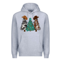 Heather Grey cowhide with gemstones trees Premium Hoodie - MaliasSmallBusiness