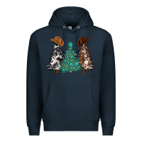 Navy cowhide with gemstones trees Premium Hoodie - MaliasSmallBusiness