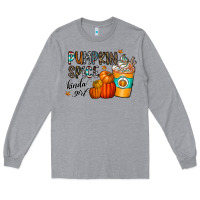 Heather Grey pumpkin spice kinda girl Long Sleeve Tee - CowhideDigitalArt