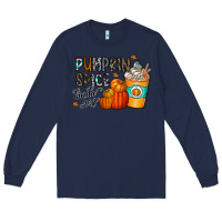 Navy pumpkin spice kinda girl Long Sleeve Tee - CowhideDigitalArt