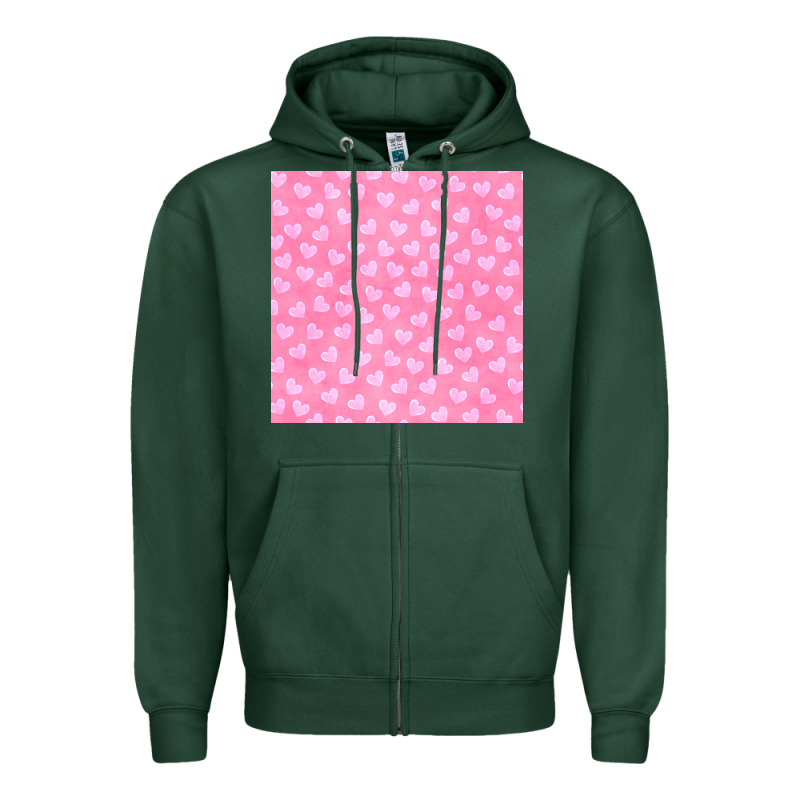 Valentines Day Heart Seamless Pattern Zipper Hoodie by BundleAndBundleShop | Teevron