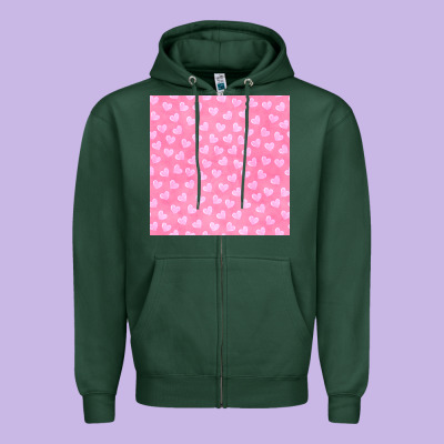 Valentines Day Heart Seamless Pattern Zipper Hoodie Designed By Bundleandbundleshop