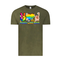 Vintage Olive peace love rock pride Vintage Tee - texasbilliewilder