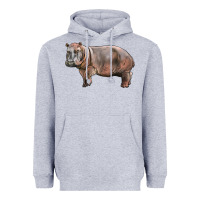 Heather Grey hippopotamus Heavyweight Hoodie - LillyAllenDesigns