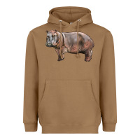 Toasted Coconut hippopotamus Heavyweight Hoodie - LillyAllenDesigns
