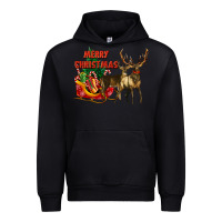 Black merry christmas two deers Urban Hoodie - LillyAllenDesigns
