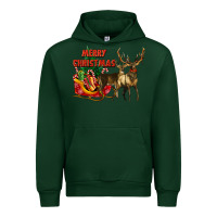Forest Green merry christmas two deers Urban Hoodie - LillyAllenDesigns