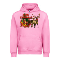 Fuchsia Pink merry christmas two deers Urban Hoodie - LillyAllenDesigns