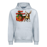 Heather Grey merry christmas two deers Urban Hoodie - LillyAllenDesigns