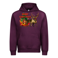 Mauve Wine merry christmas two deers Urban Hoodie - LillyAllenDesigns