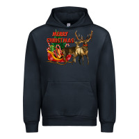 Navy merry christmas two deers Urban Hoodie - LillyAllenDesigns